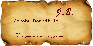 Jakoby Borbála névjegykártya